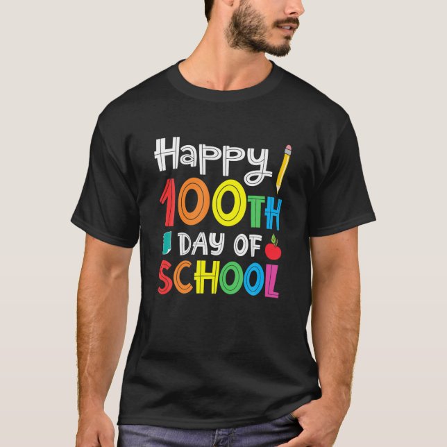 Camiseta Feliz 100º Dia De Professores Estudantes (Frente)