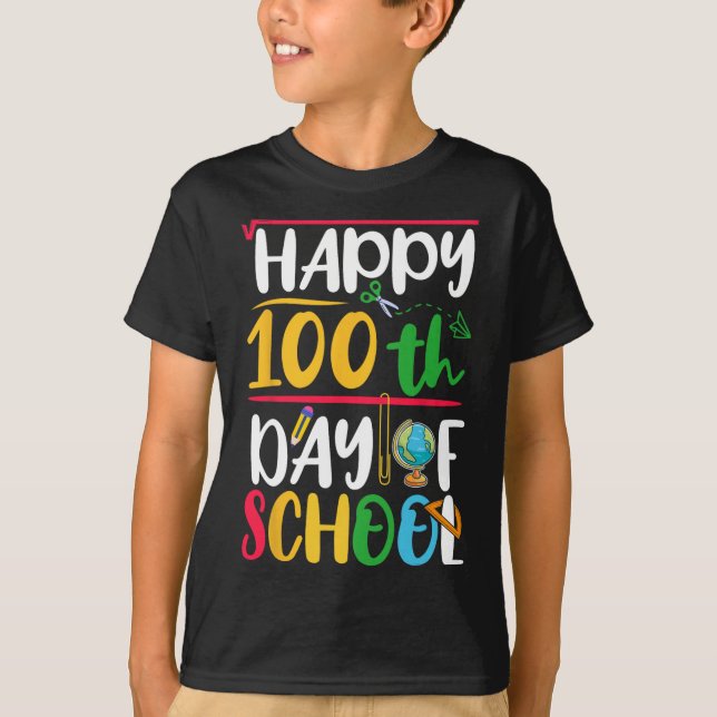 Camiseta Feliz 100º Dia De Professores Estudantes 100 (Frente)