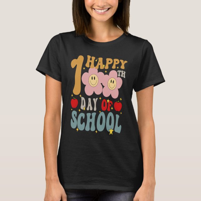 Camiseta Feliz 100º Dia de Professores Estudantes Crianças (Frente)