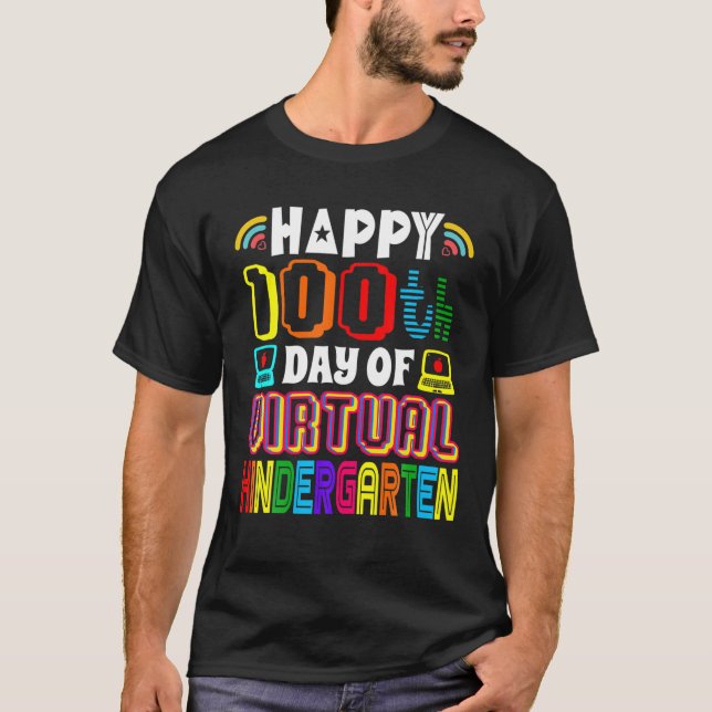 Camiseta Feliz 100º Dia De Treinamento Virtual Em Equipe Do (Frente)