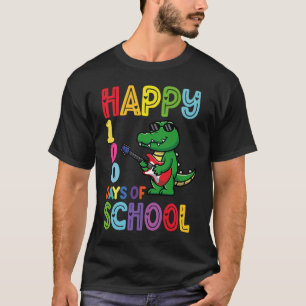 Camiseta Feliz 100º Dia do Crocodilo Escolar Jogando G