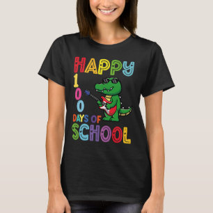 Camiseta Feliz 100º Dia do Crocodilo Escolar Jogando G