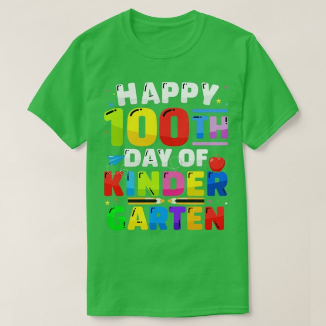 Camiseta Feliz 100º dia do jardim de infância, 100 dias par (Frente do Design)