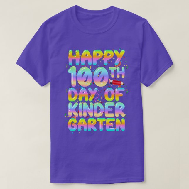 Camiseta Feliz 100º Dia Do Jardim De Infância Feliz De Volt (Frente do Design)