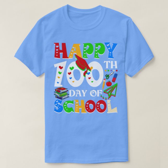 Camiseta Feliz 100º Dia Do Professor Arco-Íris 100 Da (Frente do Design)