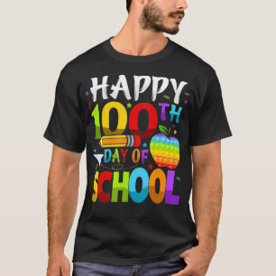 Camiseta Feliz 100º Dia Do Professor Arco-Íris 100 Dias