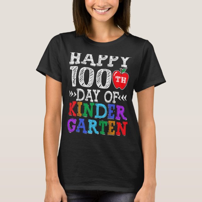 Camiseta Feliz 100º Dia do Professor de Jardim de Infância  (Frente)