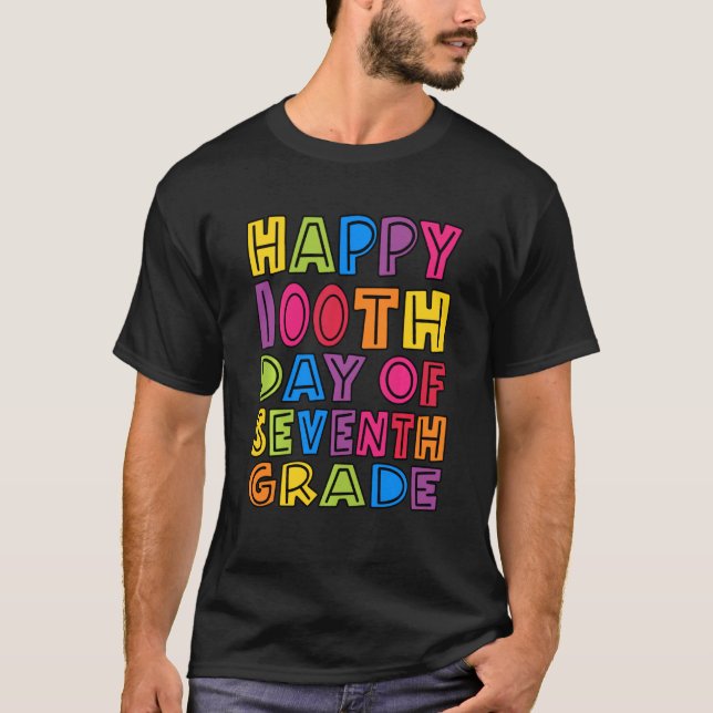 Camiseta Feliz 100º Dia dos Professores Do 7º Ano, Crianças (Frente)