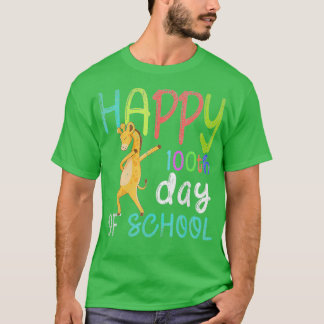Camiseta Feliz 100.º Dia de Bater Girafa Na Escola 100 Dias