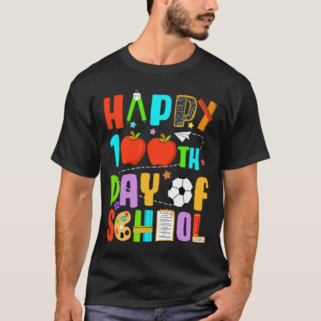 Camiseta Feliz 100.º Dia De Professora De Pré-Escolas Da Es (Frente)