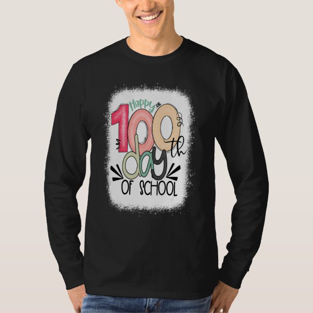Camiseta Feliz 100.º Dia de Professora Do Ensino 100 Dia (Frente)