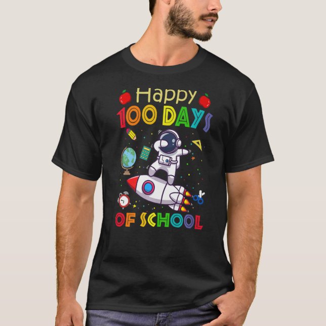 Camiseta Feliz 100 Dias De Astronauta Escolar Outer Space K (Frente)
