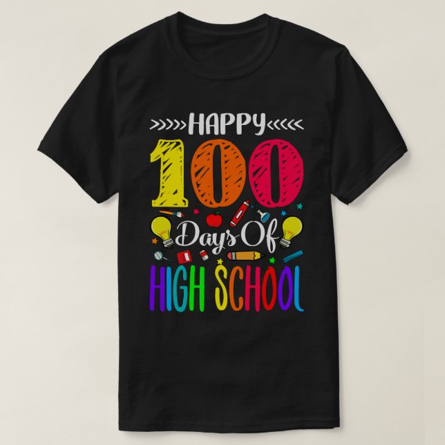 Camiseta Feliz 100 Dias De Brighte Do Lápis De Maçã Segundo (Frente do Design)