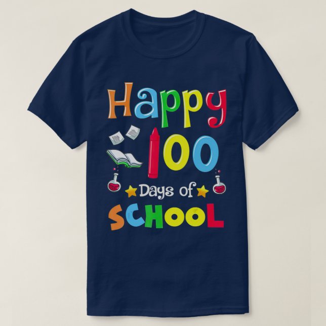 Camiseta Feliz 100 Dias De Crianças Engraçadas Na Escola De (Frente do Design)
