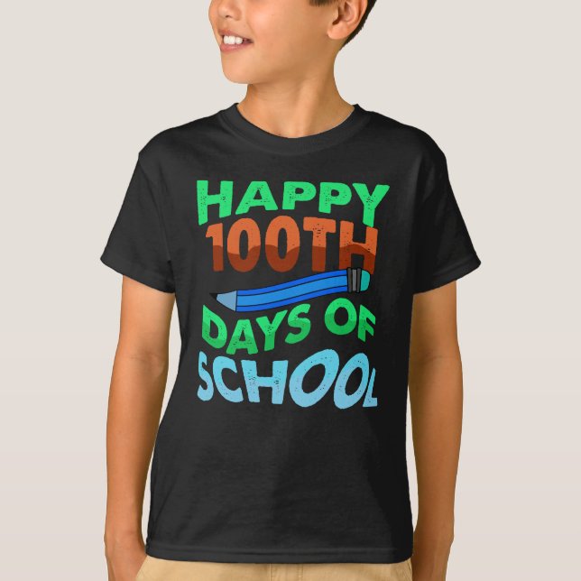 Camiseta Feliz 100 Dias De Crianças Escolares (Frente)