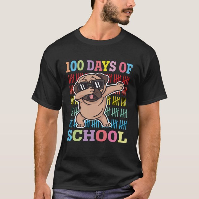 Camiseta Feliz 100 Dias De Crianças Escolares A Dabbing Gir (Frente)