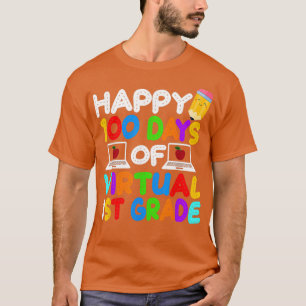 Camiseta Feliz 100 dias de crianças virtuais de primeiro ní
