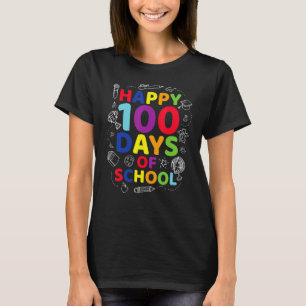 Camiseta Feliz 100 Dias de Diversão Escolar para Professore