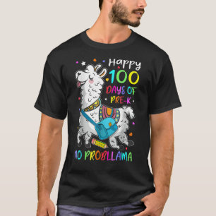 Camiseta Feliz 100 Dias De Ensino Llama Pre K Students Teac
