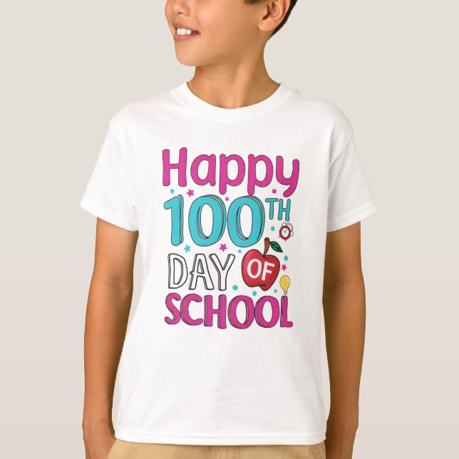 Camiseta Feliz 100 Dias De Escola (Frente)