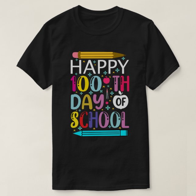 Camiseta Feliz 100 dias de escola 100 dias de escola (Frente do Design)