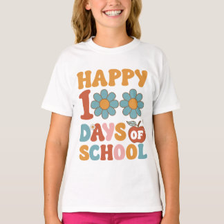 Camiseta Feliz 100 dias de escola, fontes de comida.