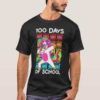 Camiseta Feliz 100 Dias De Escola Garotas Dabbing Unicórnio