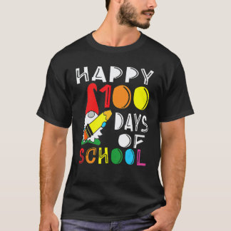 Camiseta Feliz 100 Dias De Escola Gnome Professor Aluno 100