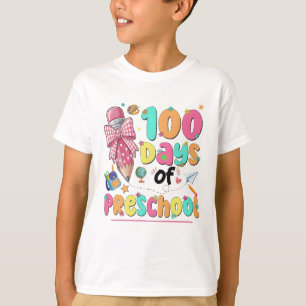 Camiseta Feliz 100 Dias de Escola Laço Rosa