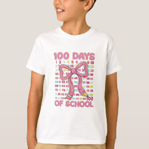 Camiseta Feliz 100 Dias de Escola Laço Rosa