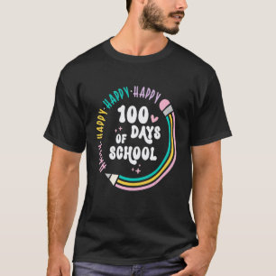 Camiseta Feliz 100 Dias De Escola Lápis Professor Aluno