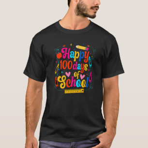 Camiseta Feliz 100 Dias De Escola Lápis Professor Aluno Div