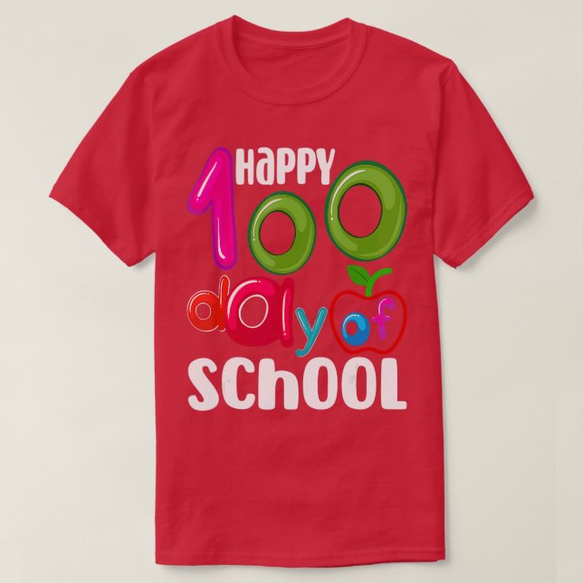 Camiseta Feliz 100 Dias De Escola Para Estudantes De Profes (Frente do Design)