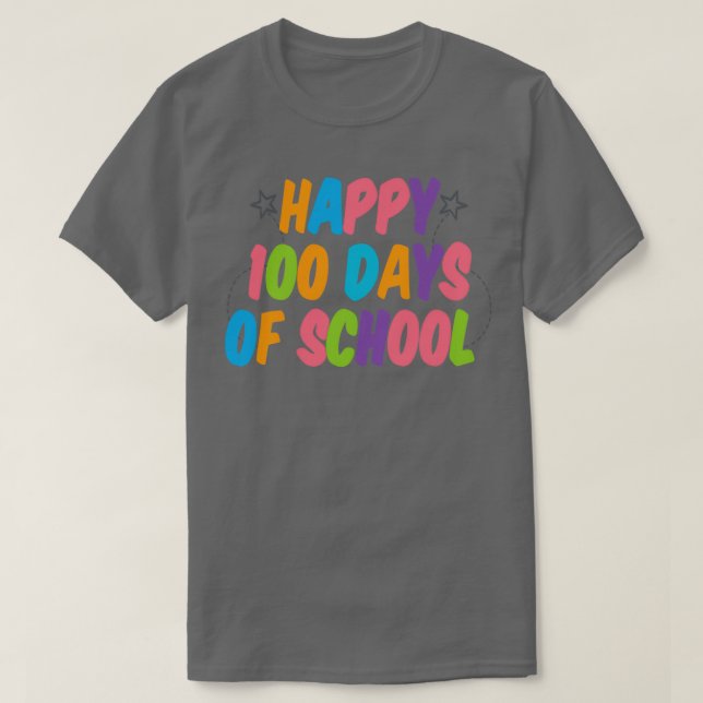 Camiseta Feliz 100 dias de escola para professor para crian (Frente do Design)