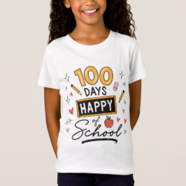 Camiseta Feliz 100 Dias de Escola Professor Jardim de Infân