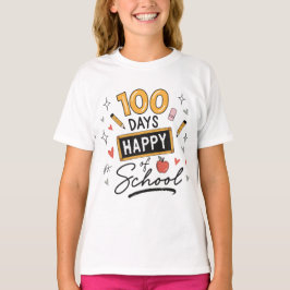 Camiseta Feliz 100 Dias de Escola Professor Jardim de Infân