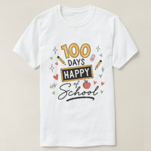 Camiseta Feliz 100 Dias de Escola Professor Jardim de Infân