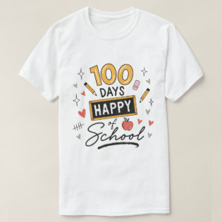 Camiseta Feliz 100 Dias de Escola Professor Jardim de Infân