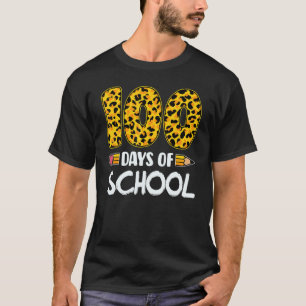 Camiseta Feliz 100 Dias De Escola Professores Leopardo Engr