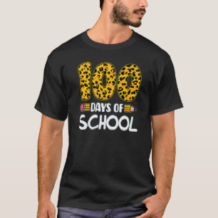Camiseta Feliz 100 Dias De Escola Professores Leopardo Engr