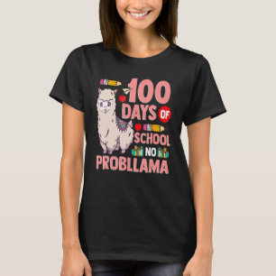 Camiseta Feliz 100 Dias De Escola Sem Problema Llama 100º