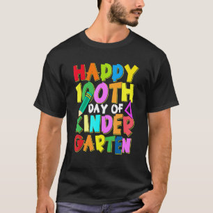 Camiseta Feliz 100 Dias De Jardim De Infância Chá De Estuda