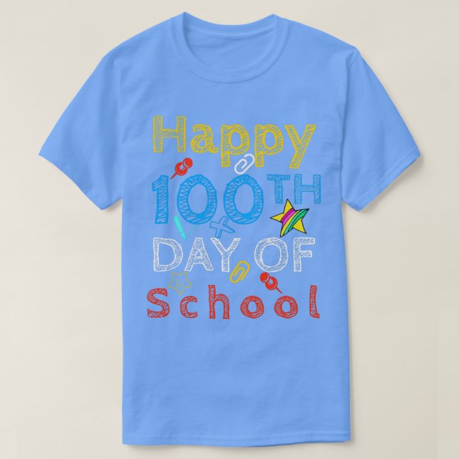 Camiseta Feliz 100 Dias De Professor Escolar (Frente do Design)