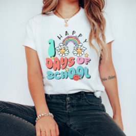Camiseta Feliz 100 dias de professor retrô-arco-íris na esc