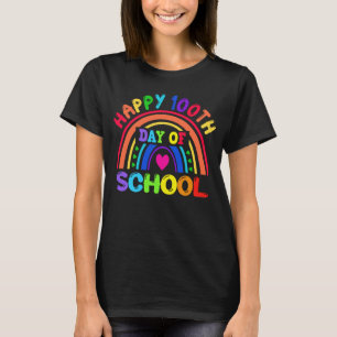 Camiseta Feliz 100 dias de Professora do Arco-Íris da Esco