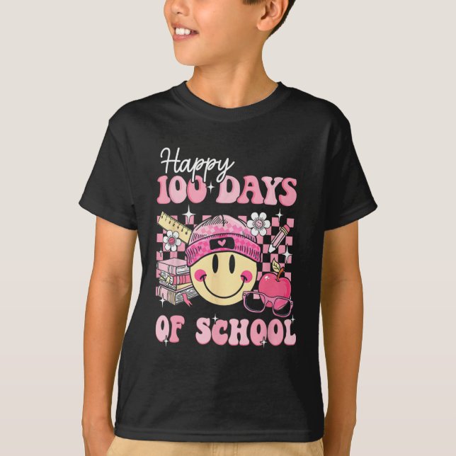 Camiseta Feliz 100 Dias De Professores Crianças De Escola R (Frente)