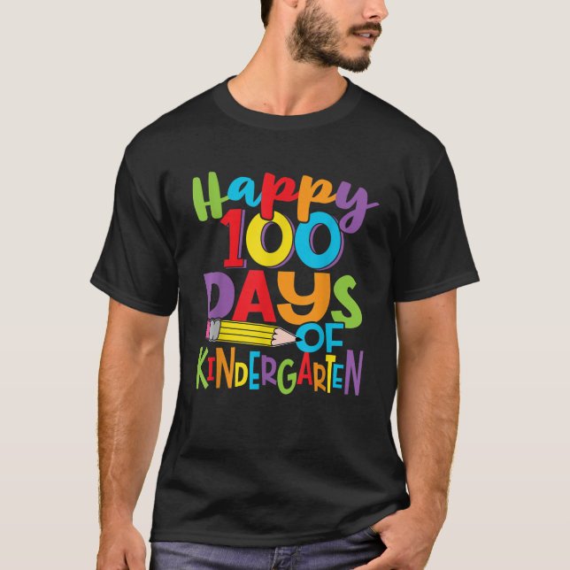 Camiseta Feliz 100 Dias de Professores do Jardim de Infânci (Frente)