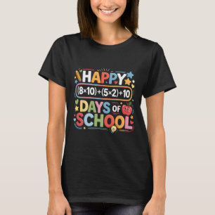 Camiseta Feliz 100 Dias Equação de Matemática Escola Fofa 1
