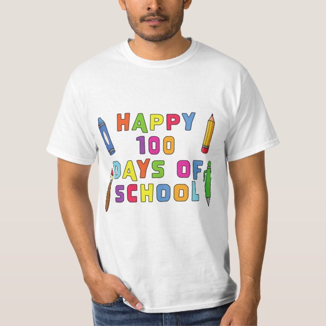 Camiseta Feliz 100 Dias Mais Inteligente De Estudante Escol (Frente)
