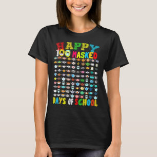 Camiseta Feliz 100 Máscaras Dia Da Escola 100 Máscaras Engr